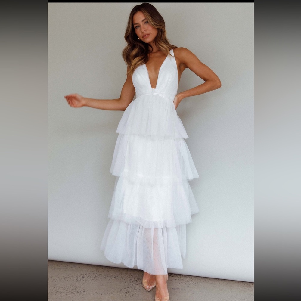 Selfie Leslie Auguste Tiered Frill Midi Dress - NWT